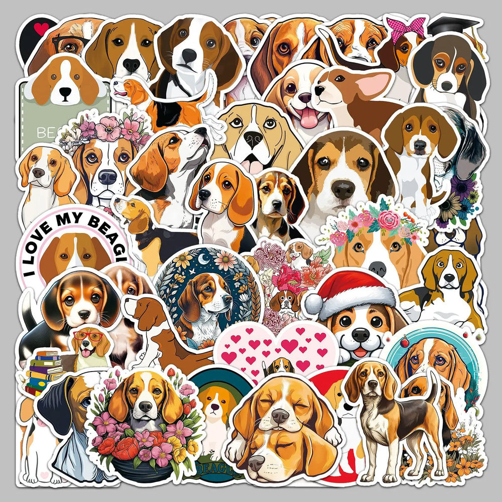 50pcs Cute Beagle Graffiti Stickers for Helmet, Desktop, Wall Decoration (Online Order Only)