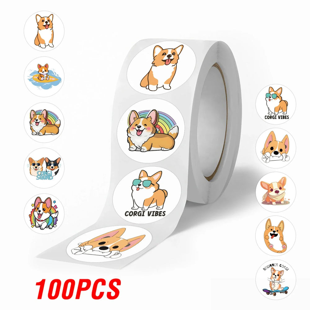 100-500pcs Cute Cartoon Dog Stickers for Kids Children's Packaging Animal Reward Sealing Label DIY Album Stationery Sticker (ONLINE ORDER ONLY)