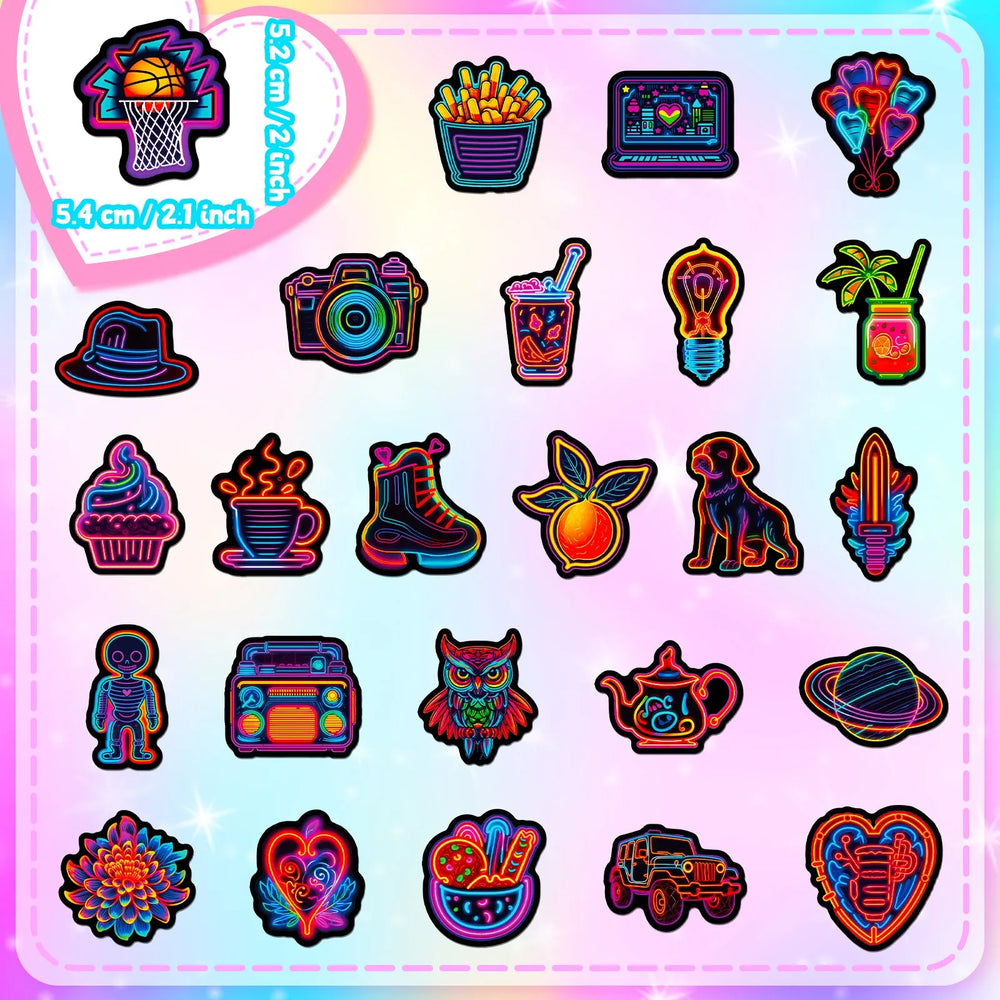 10/30/50PCS Fresh Neon PVC Sticker Aesthetic DIY Decoration Scrapbooking Children's Korean Stationery School Supplies for Kids (ONLINE ORDER ONLY)