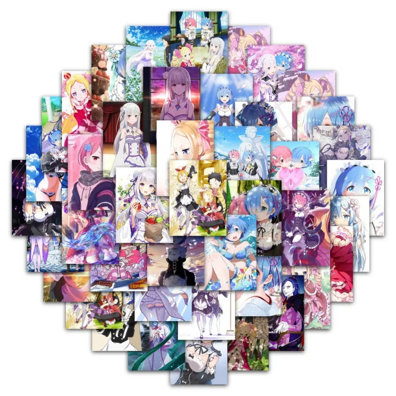 60pcs Re:Zero Anime Stickers for Laptop, Water Bottle, Suitcase, Stationery, Refrigerator (ONLINE ORDER ONLY)