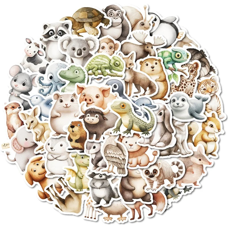 10/30/50PCS 3D Simple Animal Sticky PVC Sticker Aesthetic Children's Stationery DIY Decoration Scrapbooking School Supplies (ONLINE ORDER ONLY)