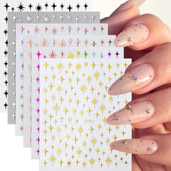 6Pcs 3D Silvery Star Nail Sticker Y2K Nail Design Gold Bronzing Slider Chrome Effect Nail Decoration Nail Design Manicure Tips * (ONLINE ORDER ONLY)