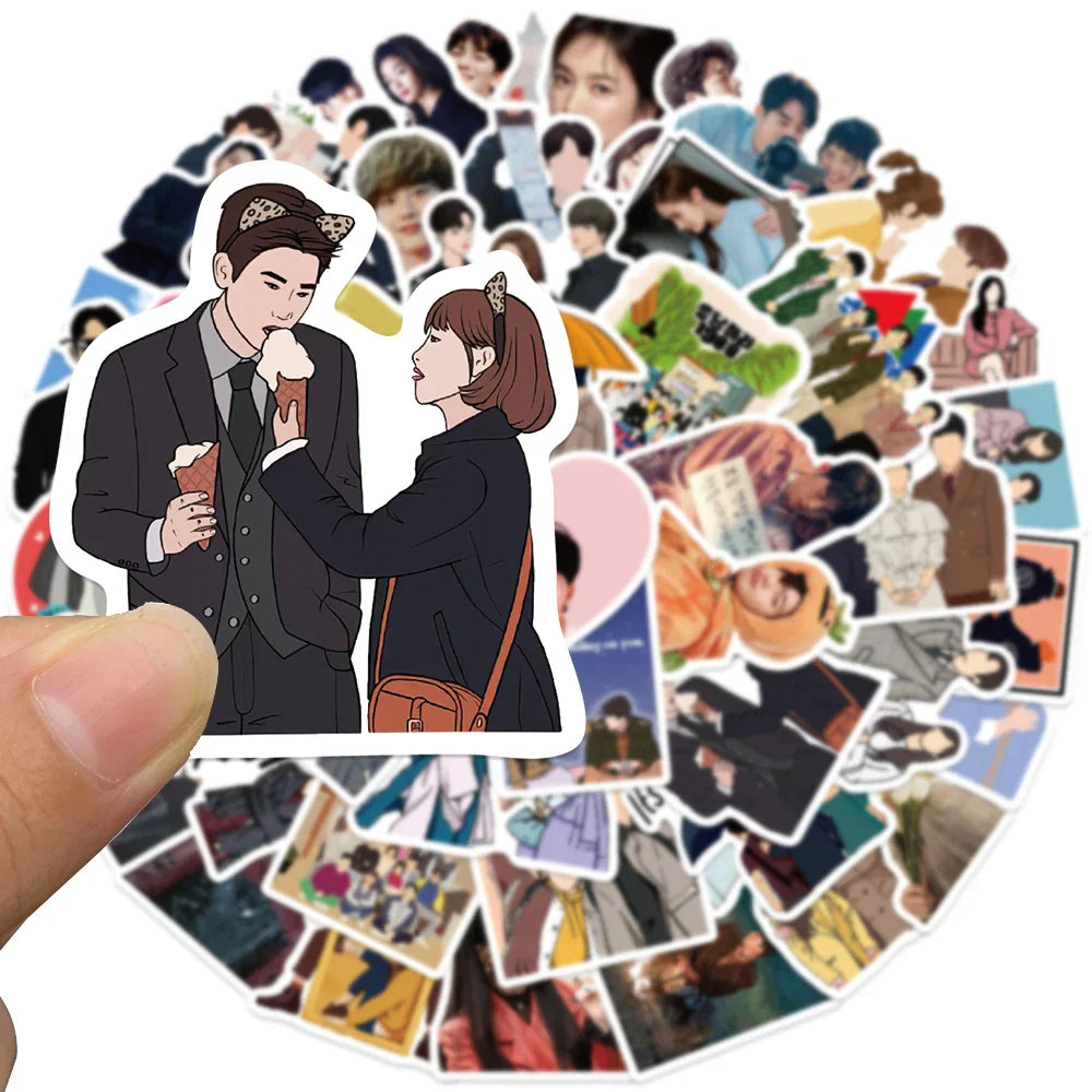 50pcs Cute Cartoon Actor Actress Kdrama Stickers For Luggage Laptop Guitar Phone Diary Waterproof Graffiti Vinyl Decals (Online Order Only)