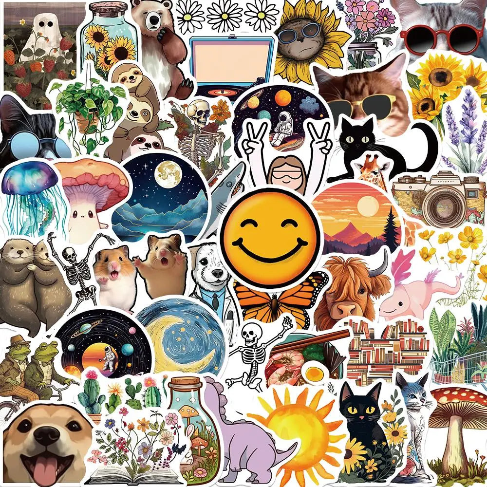 Cartoon Animal Plant Waterproof Stickers for Guitar Phone Luggage Cup Laptop Kids Toys (ONLINE ORDER ONLY)