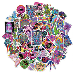 10/30/50PCS Art Psychedelic Graffiti Stickers Aesthetic Cartoon Kid Toys Decals Luggage Helmet Laptop Guitar Waterproof Sticker (ONLINE ORDER ONLY)