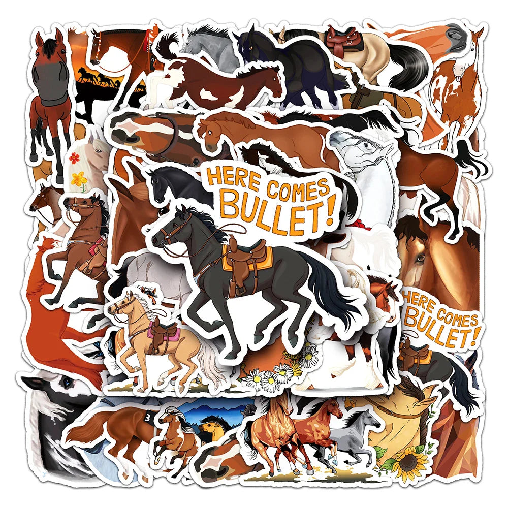 10/30/50PCS Cartoon Horse Stickers Cool Animals Graffiti Decals DIY Laptop Motorcycle Bicycle Helmet Suitcase Wall Sticker Toys (Online Order Only)
