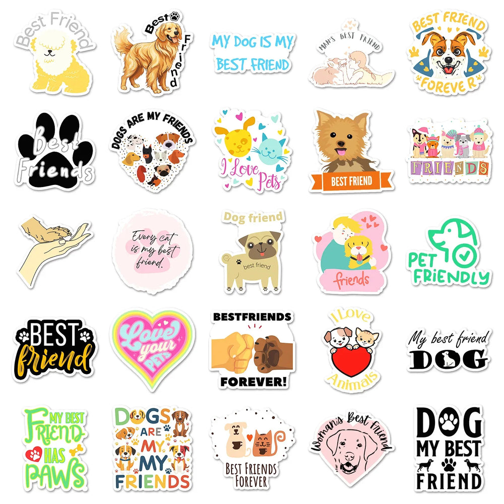 10/30/50PCS Pets are Best Friends Stickers Dog Cat Aniamls Decals Graffiti DIY Luggage Laptop Guitar Bike Skateboard Sticker Toy (ONLINE ORDER ONLY)