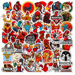 50pcs Rooster Cuso Cartoon Stickers for Suitcase, Water Cup, Stationery, Scooter, Phone, Laptop, Refrigerator (Online Order Only)