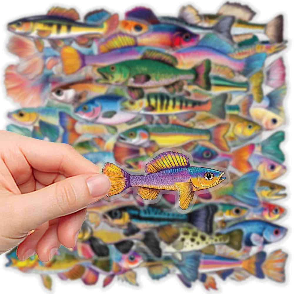 Fish Transparent Stickers 10/30/50PCS Cartoon Decals DIY Scrapbook Laptop Car Bike (Online Order Only)