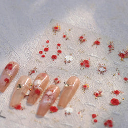 Chic Romantic Red White Flower Hot Stamping 5D Self Adhesive Nail Art Stickers Shiny Dreamy Camellia Rhinestone Manicure Decals (ONLINE ORDER ONLY)