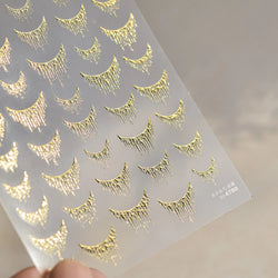French Romantic Tassel Crescent Moon Laser Charming Gold Silver Arc Self Adhesive Nail Art Stickers Hot Stamping Manicure Decals (Online Order Only)