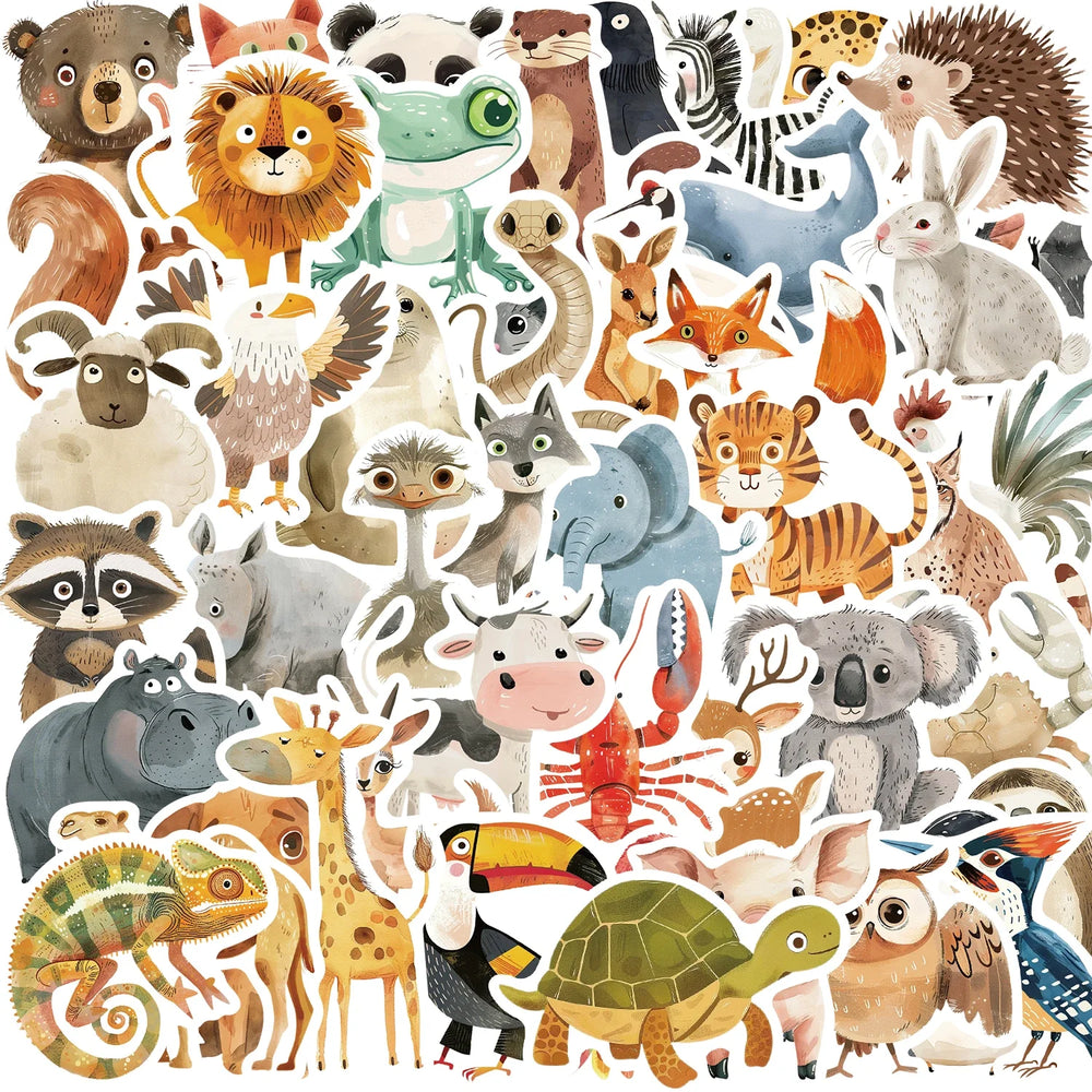 50pcs Cute Childrens Book Paintings Stickers Vinyl Waterproof Stickers for Kids Toy Animals Decals for Loptop Water Bottle Phone (ONLINE ORDER ONLY)