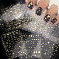 1pc 3D Gradient French Nail Stickers with Crown & Tassel Design Gold Silver Lines Self-Adhesive Nail Art Waterfall Manicure Foil (Online Order Only)