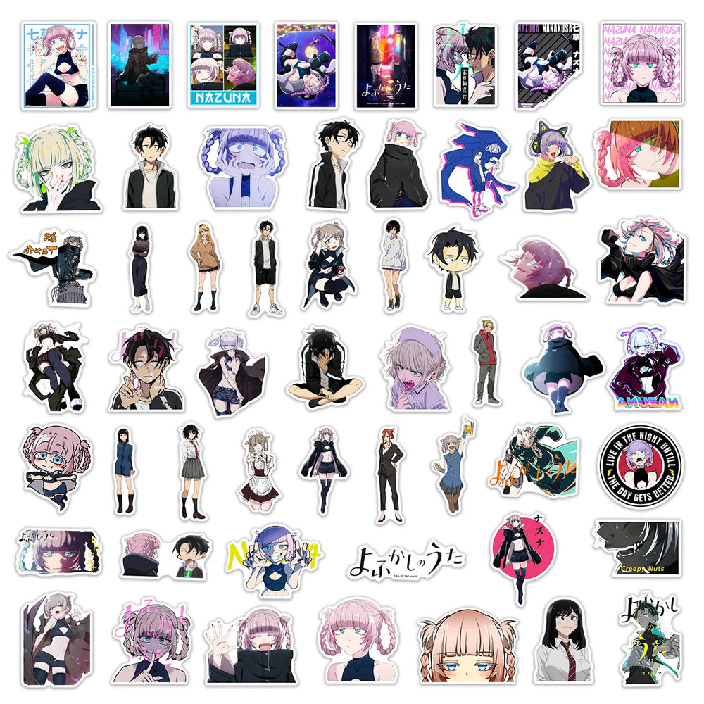 10/30/50PCS Call Of The Night Anime Stickers Kou Nazuna Sticker Waterproof Laptop Skateboard Motorcycle Guitar Phone Girls Decal (ONLINE ORDER ONLY)