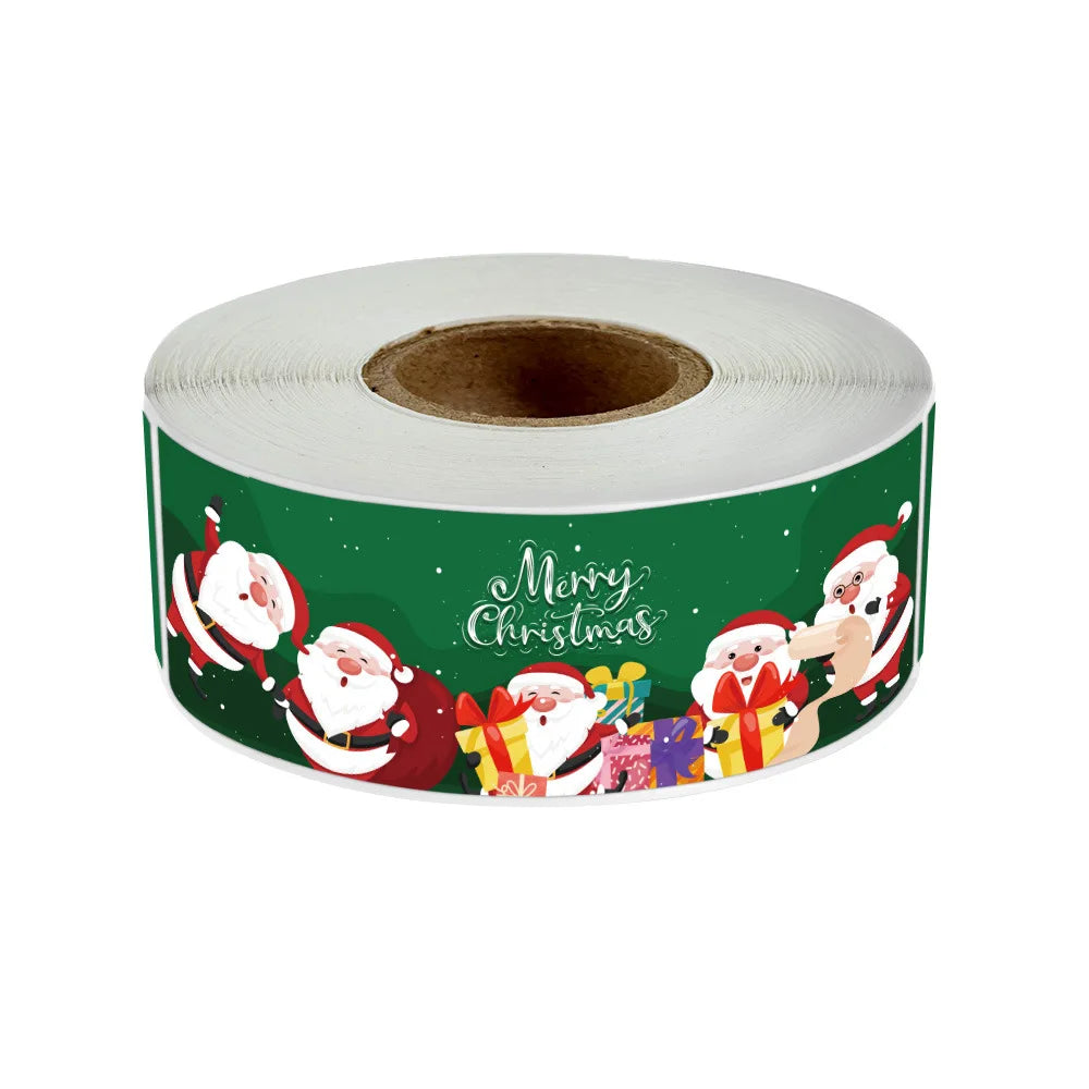120pcs/roll Rectangle Merry Christmas Sticker Holiday Party Gift Decoration Sealed Envelope Stickers Happy New Year Baking Label (ONLINE ORDER ONLY)
