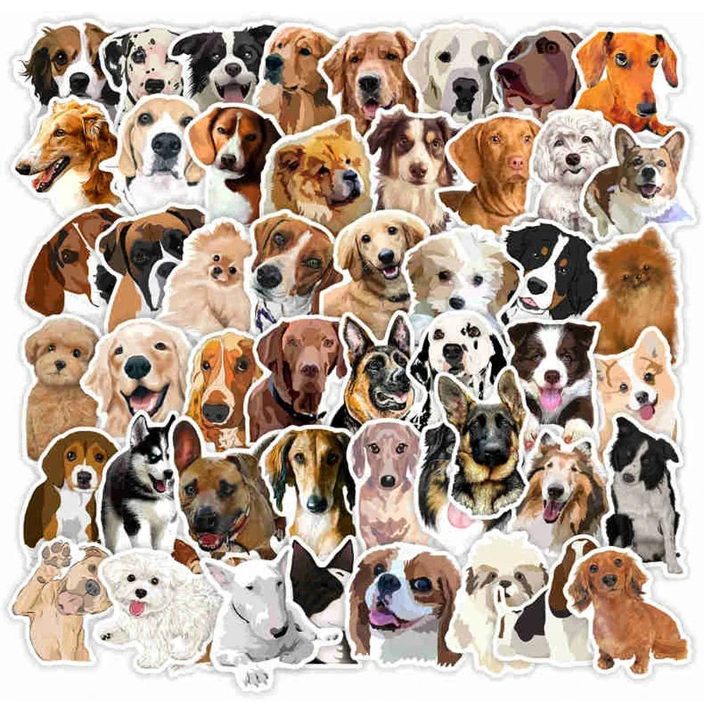 10/30/50PCS Dog Stickers Kawaii Animal Cartoon Decals Toys DIY Suitcase Notebook Phone Laptop Luggage PVC Hand Account Material (Online Order Only)