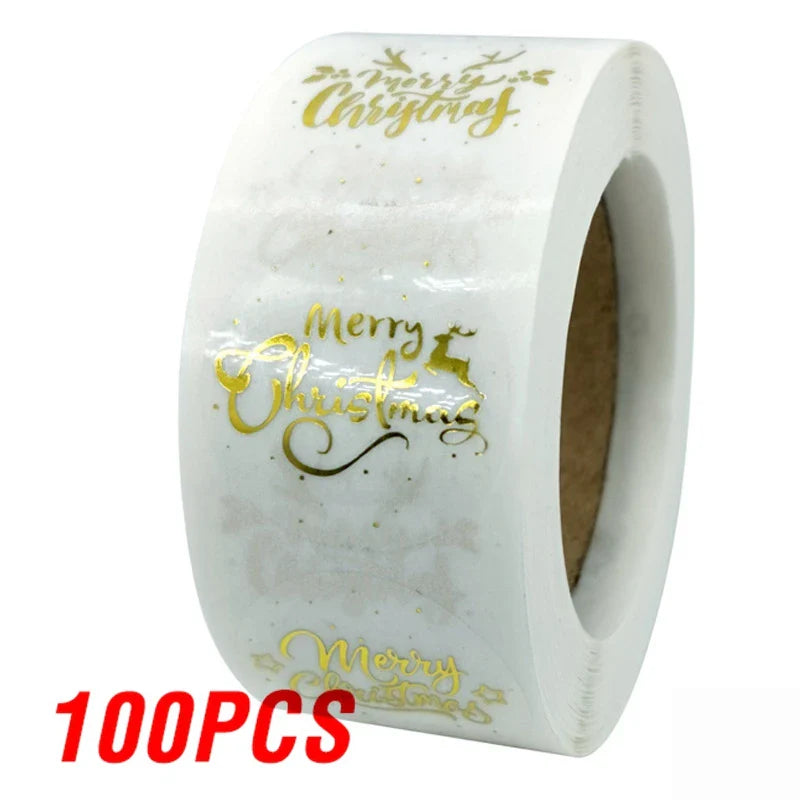 100-500 Pcs Golden Font Merry Christmas Sticker Thank You Sticker Seal Label For Envelope Gift Wrapping Scrapbook 1 Inch (ONLINE ORDER ONLY)