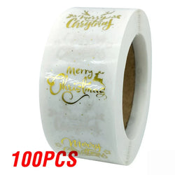 100-500 Pcs Golden Font Merry Christmas Sticker Thank You Sticker Seal Label For Envelope Gift Wrapping Scrapbook 1 Inch (ONLINE ORDER ONLY)