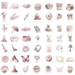 50pcs Cute Pink Ballet Girls Stickers Ins Style Decals DIY Decoration For Laptop Notebook Suitcase Laptop Phone Toys Gift (Online Order Only)