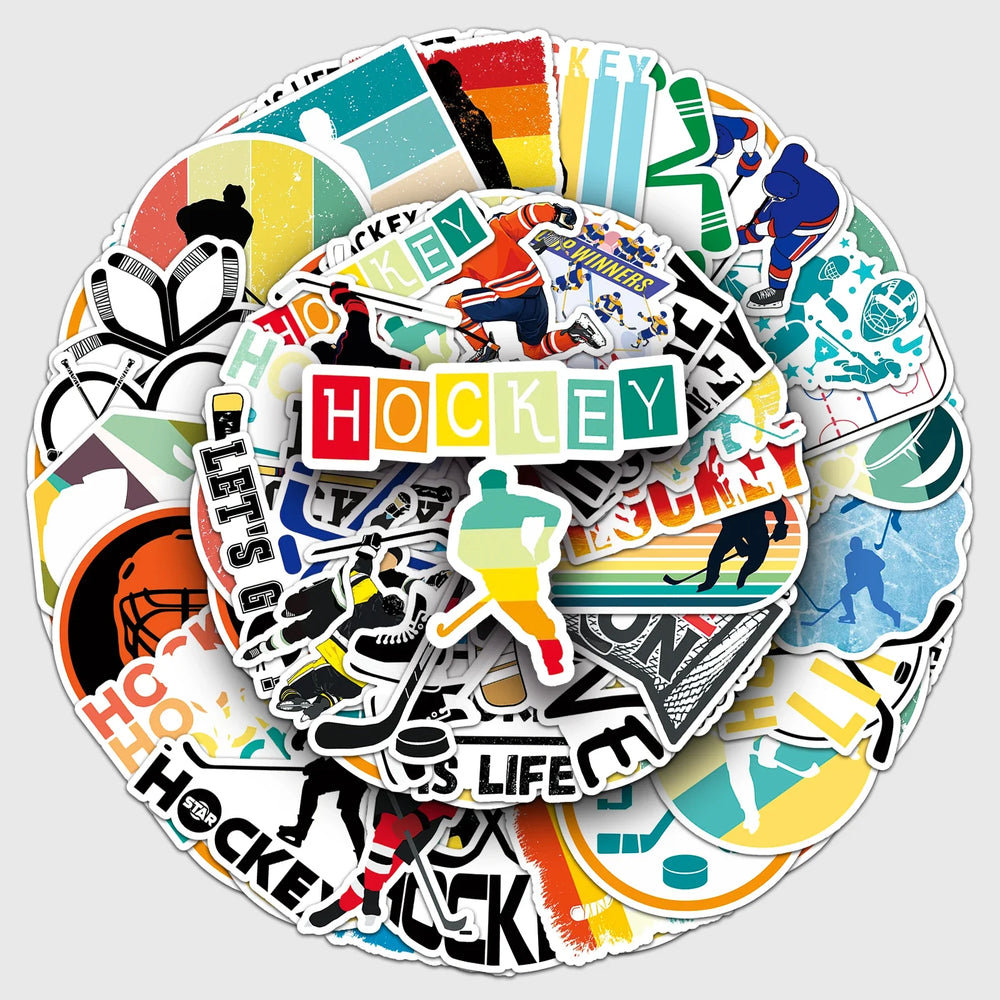 50Pcs Hockey Cartoon Waterproof Vinyl Stickers for Skateboard Snowboard Decal (Online Order Only)