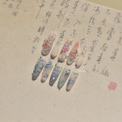 Chinese Dragon Auspicious Beast Mythological Legend Noble Loong Blue Pink Soft Relief Adhesive Nail Art Sticker Manicure Decals (ONLINE ORDER ONLY)