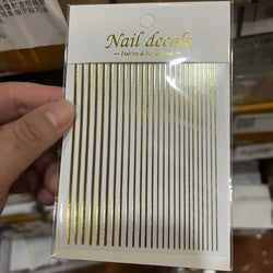 1Pc Laser Silver Gold Lines Stripe Nail Sticker Metal Strip Luxury Nails Slider Self Adhesive Slider Papers Transfer Stickers *& (Online Order Only)