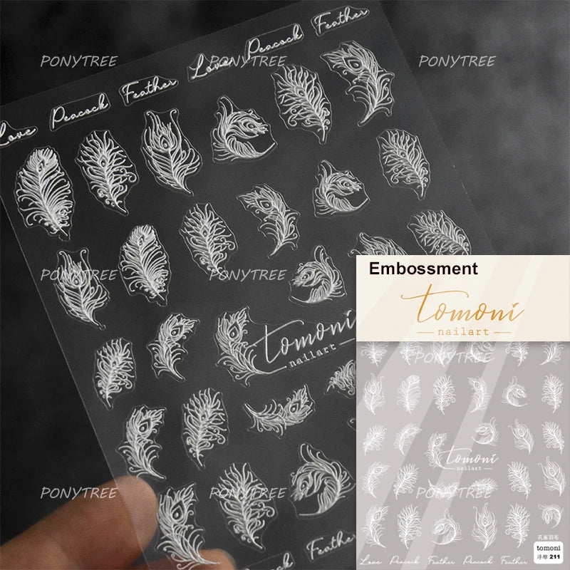White Black Wings Feather Angel Demon Devil Dreamy Hot Stamping English Letter Adhesive Nail Art Stickers Manicure Tool Decals (Online Order Only)