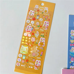 6pcs/lot Cute Flower Rabbit Sticker Scrapbooking Hand Account Stickers Idol Card Photo Frame DIY Deco Material Korean Stationery (Online Order Only)