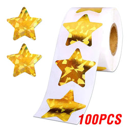 100-500pcs Holographic Star Silvery Stickers For Kids Reward Foil Star Stickers Labels For Wall Crafts Classroom Supplies 1inch (ONLINE ORDER ONLY)