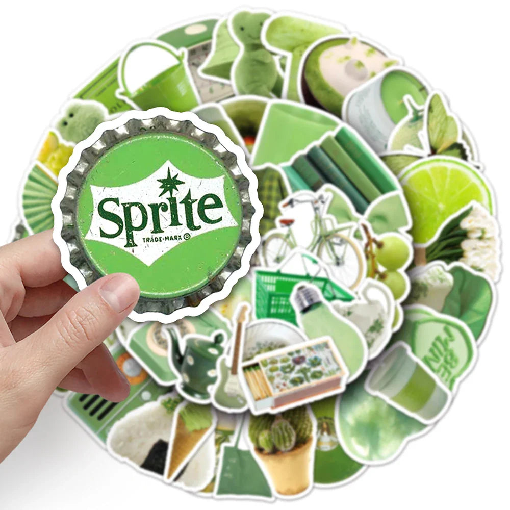 10/30/50PCS Ins Style Cartoon Green Stickers Decal Waterproof Skateboard Laptop Phone Motorcycle Guitar Car Sticker Toy Graffiti (Online Order Only)