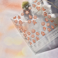 Bowknot Glove Socks Elk House Gingerbread Man Self Adhesive Nail Art Stickers Snowflake Christmas Tree Rhinestone Manicure Decal (Online Order Only)