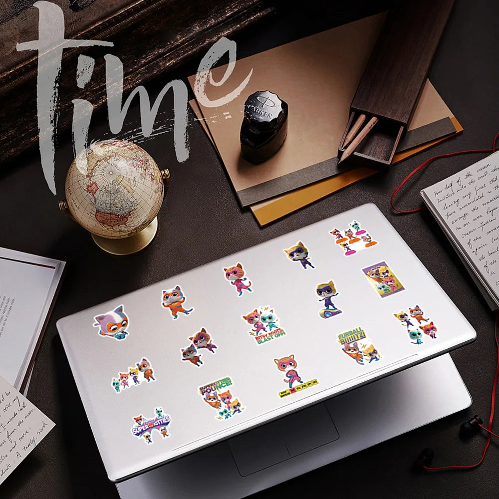 10/30/50PCS Super Kitties Stickers Cute Cartoon Sticker Kids Toy DIY Luggage Laptop Phone Guitar Car Bike Skateboard Decals Gift (ONLINE ORDER ONLY)