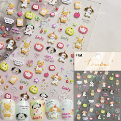 Cute Bear Star Dog Bowknot Love Heart Good Night Bone Bread Flower Self Adhesive Nail Art Decorations Stickers Manicure Decals (Online Order Only)