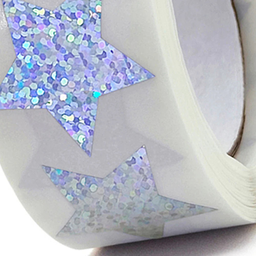 100-500Pcs Holographic Round/Heart Shape Stickers For Reward Sticker Party Gift Decoration Label Valentine's Day Sticker (Online Order Only)