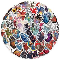 Cartoon Heart Graffiti Stickers for Suitcase, Skateboard, Laptop, Phone - 10/30/52Pcs DIY Decals (ONLINE ORDER ONLY)