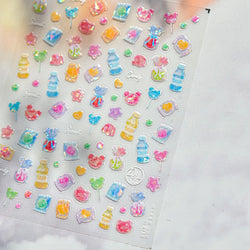 Colourful Jelly Rabbit Bunny Gummy Bear Cute Lollipop Soda Water Candy Snack Pudding Star Heart Nail Art Stickers Manicure Decal (ONLINE ORDER ONLY)