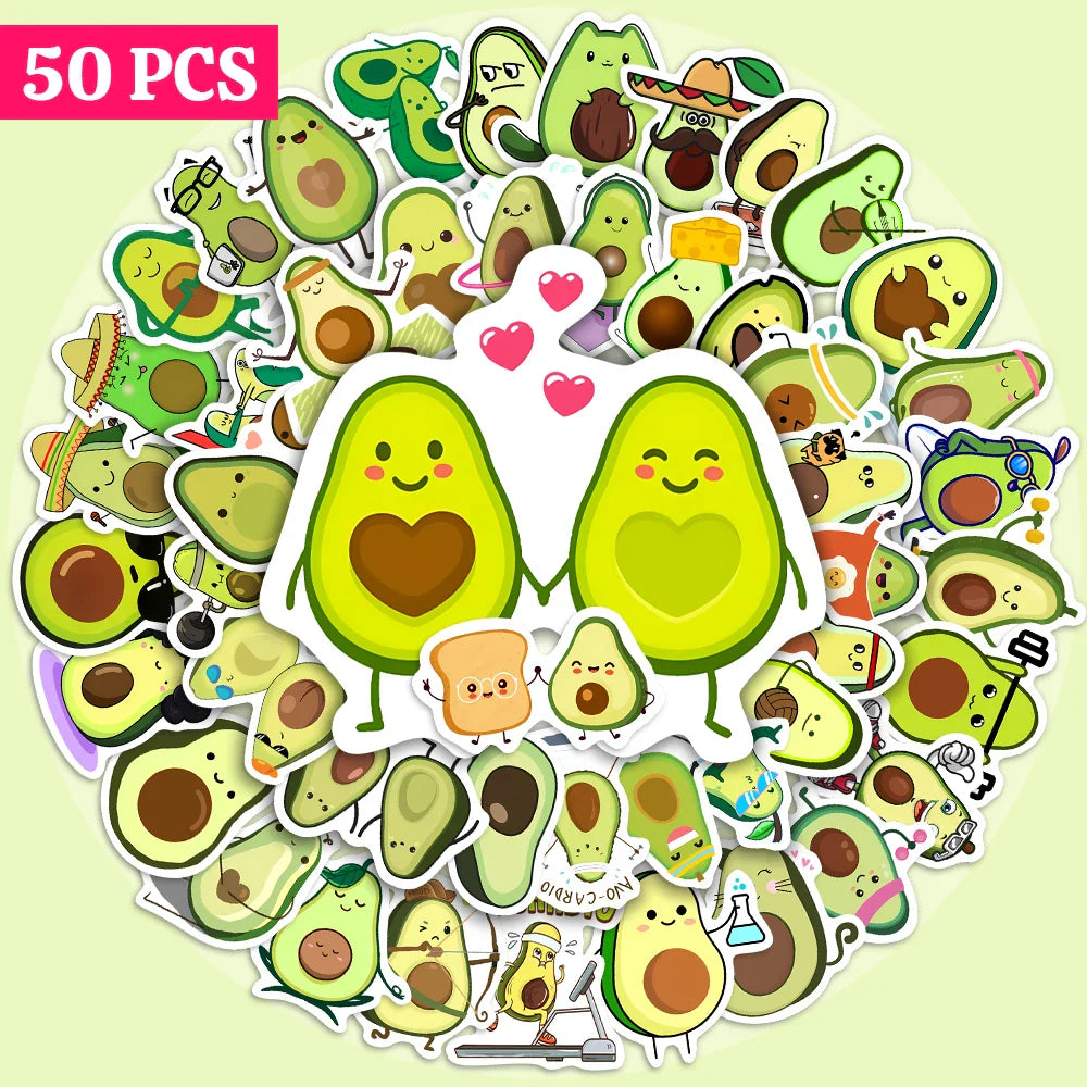 10/25/50PCS Cute Lovely Avocado Stickers Small Self-Adhesive Decals Photo Album Journal Scrapbook Luggage Refrigerator Notebook (ONLINE ORDER ONLY)