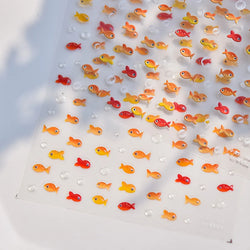 Little Red Fish Jelly Summer Goldfish Carp Ocean Beach Mermaid Sea Shiny Small Koi Soft Relief Nail Art Stickers Manicure Decals (ONLINE ORDER ONLY)