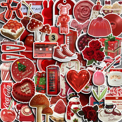 Retro Red Cartoon Stickers - Waterproof PVC Decals for Laptop, Phone, Water Bottle, DIY Decor (10/30/60PCS) (Online Order Only)