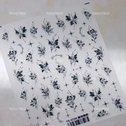 Charming Delicate Sapphire Color Blue Black Stroke Butterfly Jelly Relief Rhinestone Adhesive Nail Art Stickers Manicure Decals (Online Order Only)