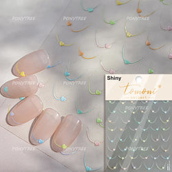 Mini Love Heart Arc Curved Line French Style Minimalist Colourful Self-adhesive Nail Art Decorations Stickers Manicure Decals (Online Order Only)