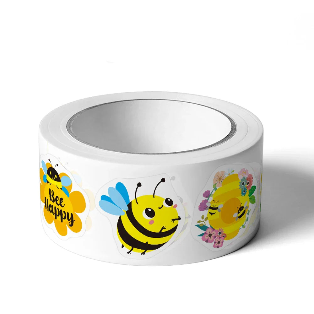 100-500pcs Little Bee Sticker Teacher Reward Stickers Cute Animal Stickers School Supplies Incentives Stationery Sticker (Online Order Only)