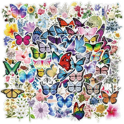 Aesthetic Graffiti Butterfly Flower Stickers for DIY Guitar Phone Suitcase Scrapbook Skateboard Car (Online Order Only)