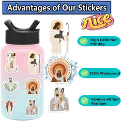 52Pcs Jesus Christian Religion Stickers For Phone Laptop Car Case Freezer Luggage Wall Waterpoof DIY Graffiti Belief Sticker (Online Order Only)