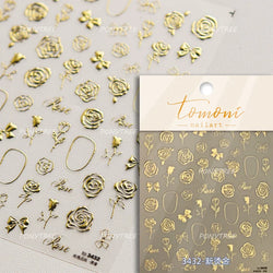 Retro Glass Geometry Glaze Rectangle Round Rose Camellia Adhesive Nail Art Stickers Frame Gemstone Charm Noble Manicure Decals (ONLINE ORDER ONLY)