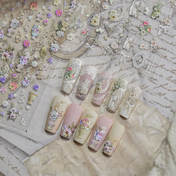 Angel Bowknot Stone Statue Vintage Photo Frame Flower Bed Bouquet Garden Rose Crown Adhesive Nail Art Stickers Manicure Decals (ONLINE ORDER ONLY)