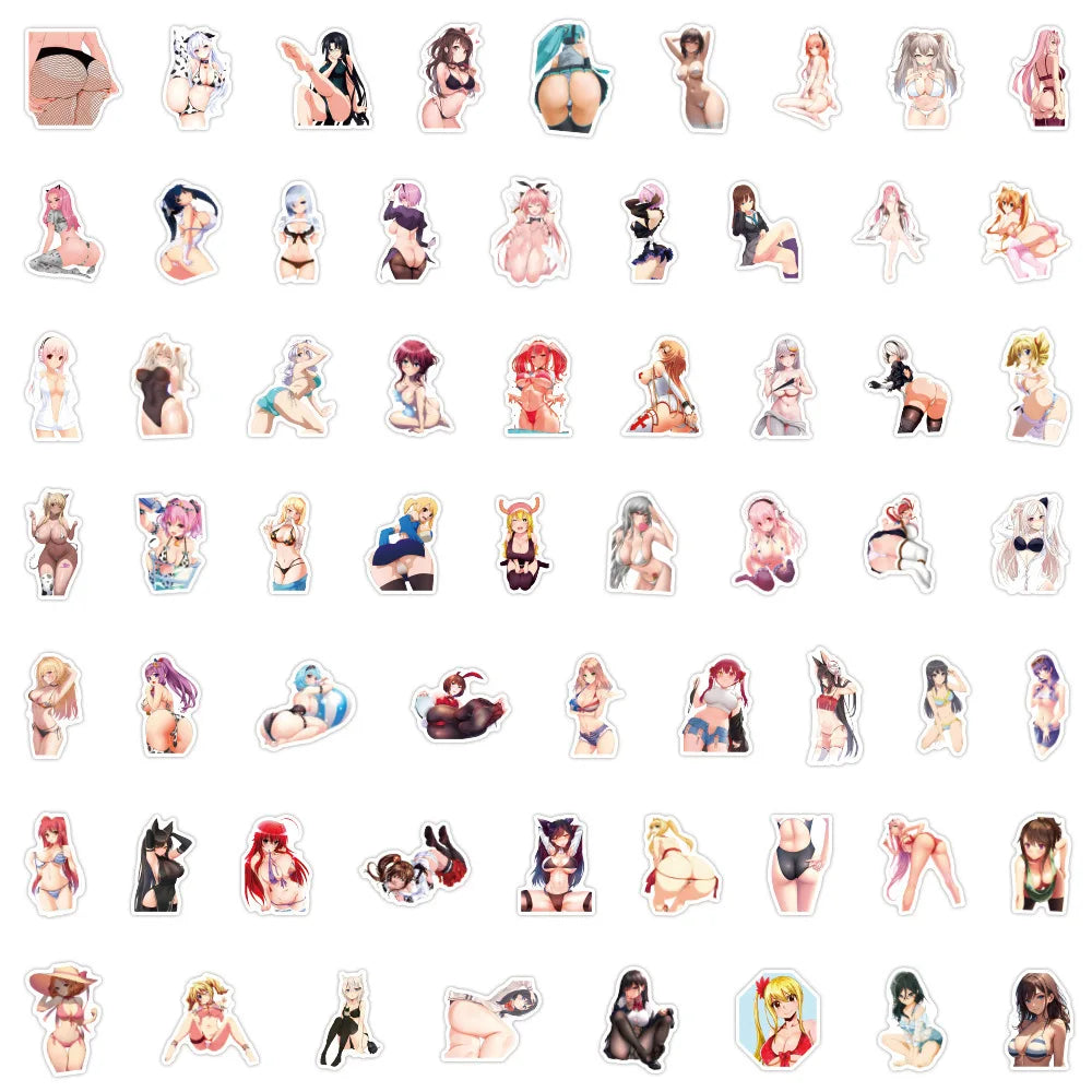 10/30/60/120PCS Sexy Girl Cartoon Hentai Stickers Anime Waifu Graffiti DIY Laptop Phone Cup Car Bike Skateboard Guitar Decals (ONLINE ORDER ONLY)