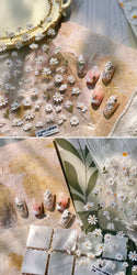Mountain Daisy Wild Flower Mini Green Leaves White Petal Romantic Embossed Reliefs Adhesive Nail Art Stickers Manicure Decals (ONLINE ORDER ONLY)
