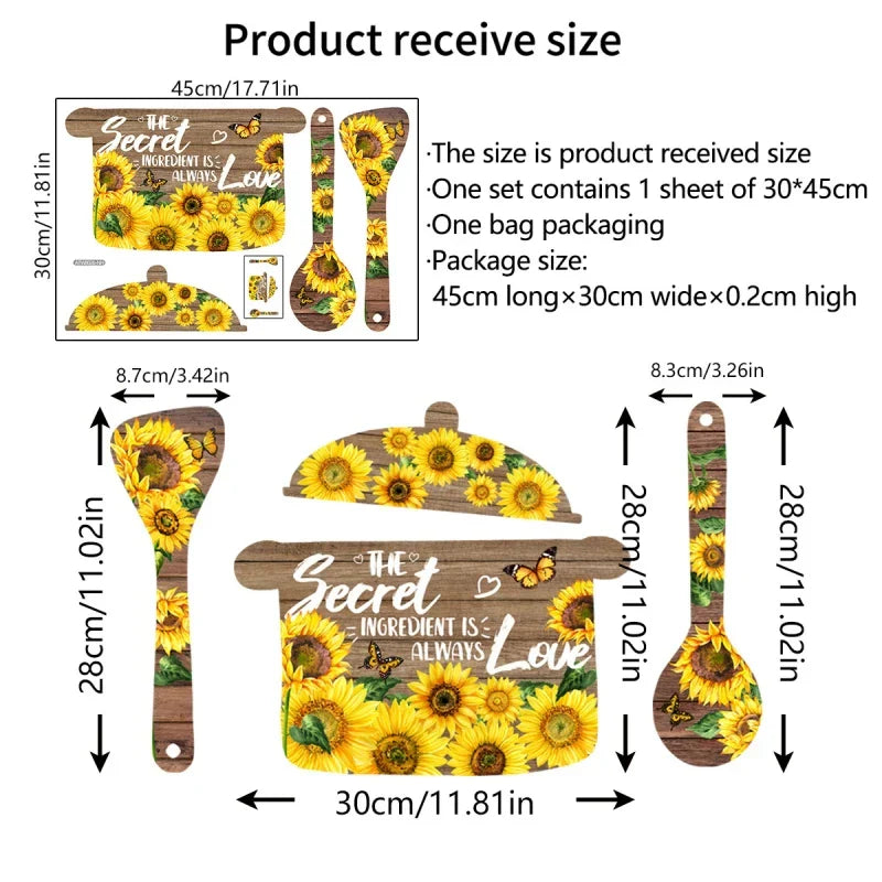 Simple English Kitchenware Sunflowers Wall Stickers Restaurant Background Decoration Wallpaper For Home Decor Living Room Decals (ONLINE ORDER ONLY)