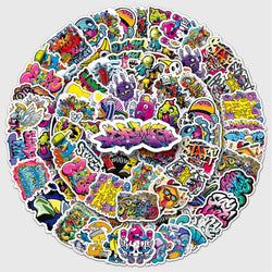 50Pcs Cartoon Graffiti Waterproof Vinyl Stickers for Skateboard Snowboard (Online Order Only)